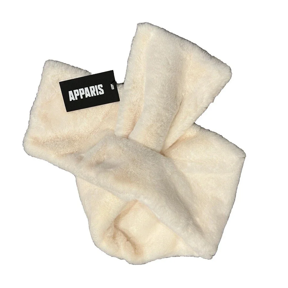 Apparis Bambi Faux Fur Scarf – Ivory, Pull-Through Vegan Wrap, 44